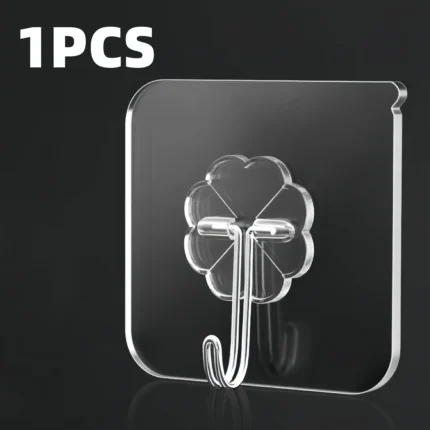 Self-Adhesive Wall Hooks – Heavy-Duty Transparent Hooks for Keys, Towels & More